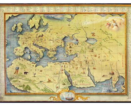 Mapa světa jako učební pomůcka Zlatokorunské školy