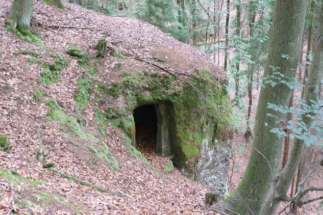 Osinalice, okres Mělník, vstup do loveckého posedu v pískovcových skalách. Foto: Národní památkový ústav