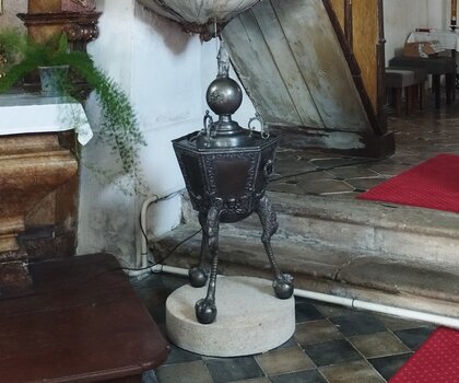 Křtitelnice v kostele sv. Václava v Horním Studenci na Havlíčkobrodsku, stav po restaurování 