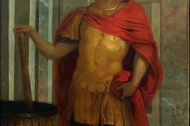 Imaginární portrét Rohanského předka s figurou od Gabriela Blancharda